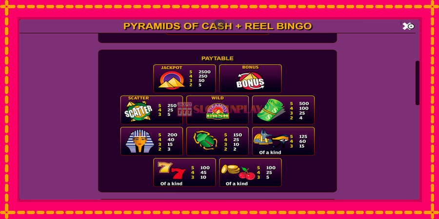 Pyramids of Cash with Reel Bingo - automato com gráficos brilhantes, foto 5