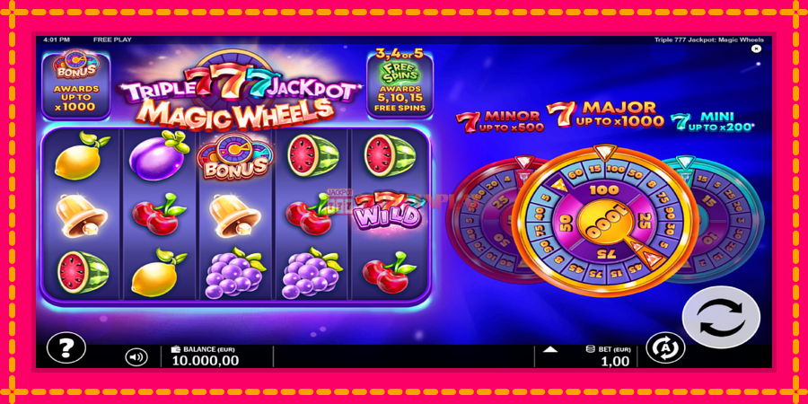 Triple 777 Jackpot Magic Wheels - automato com gráficos brilhantes, foto 2