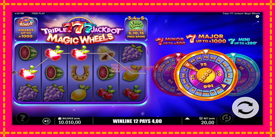 Triple 777 Jackpot Magic Wheels - automato com gráficos brilhantes, foto 4