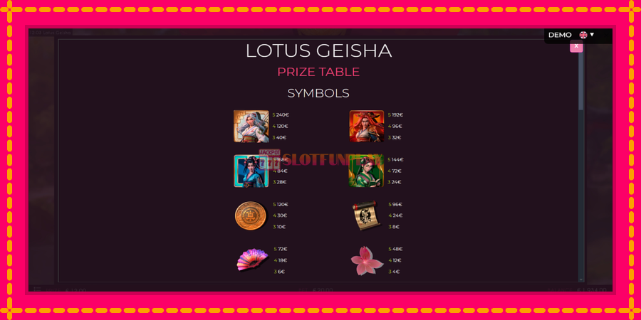 Lotus Geisha - automato com gráficos brilhantes, foto 5