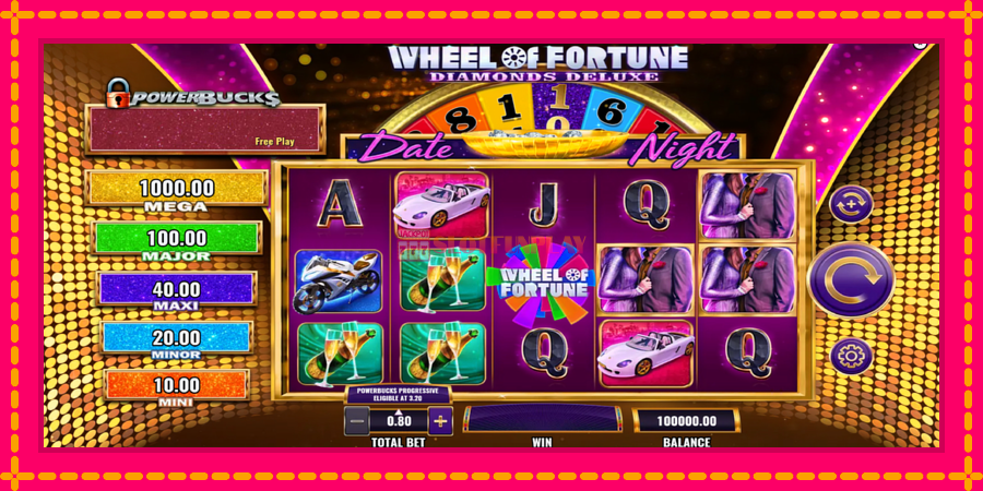 PowerBucks Wheel of Fortune Diamonds Deluxe Date Night - automato com gráficos brilhantes, foto 2