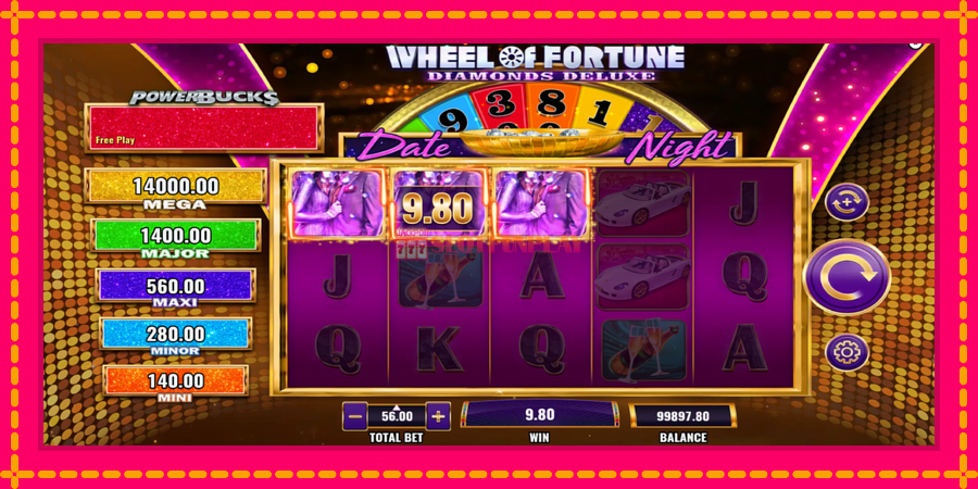 PowerBucks Wheel of Fortune Diamonds Deluxe Date Night - automato com gráficos brilhantes, foto 3