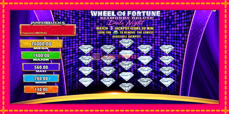 PowerBucks Wheel of Fortune Diamonds Deluxe Date Night - automato com gráficos brilhantes, foto 4