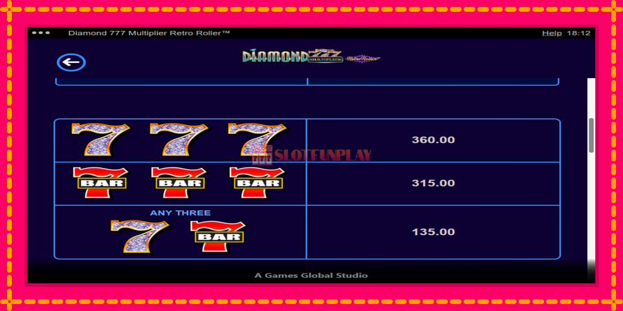 Diamond 777 Multiplier Retro Roller - automato com gráficos brilhantes, foto 6