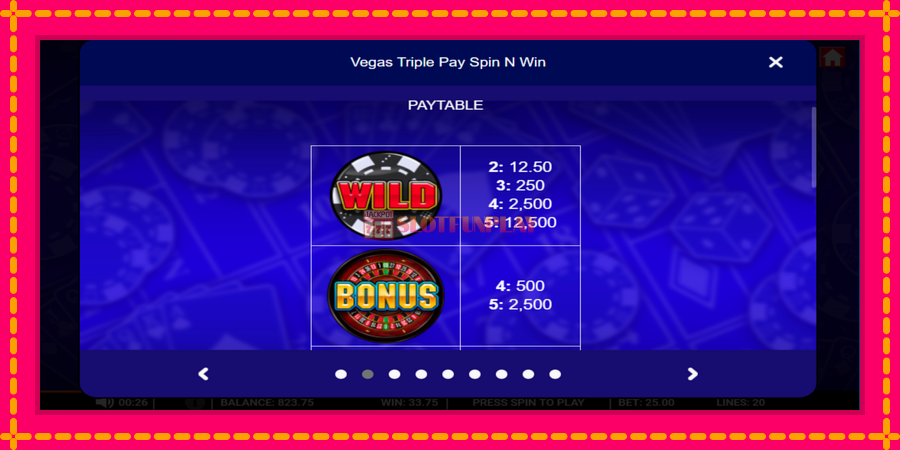 Vegas Triple Pay Spin n Win - automato com gráficos brilhantes, foto 3