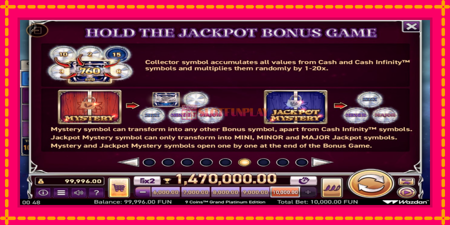 9 Coins Grand Platinum Edition Score The Jackpot - automato com gráficos brilhantes, foto 5