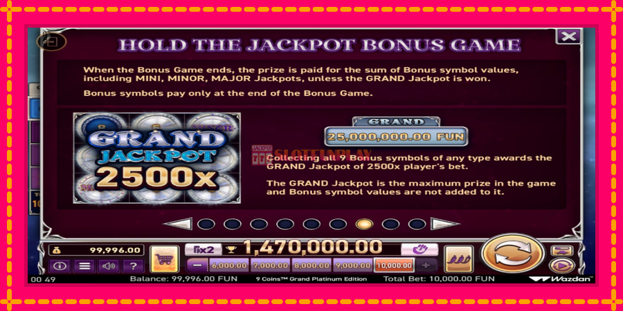 9 Coins Grand Platinum Edition Score The Jackpot - automato com gráficos brilhantes, foto 6