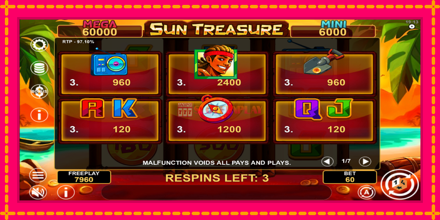 Sun Treasure Hold & Win - automato com gráficos brilhantes, foto 5