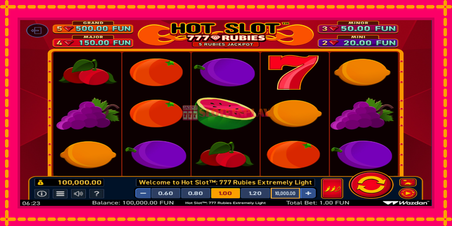 Hot Slot 777 Rubies Extremely Light - automato com gráficos brilhantes, foto 2