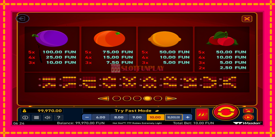 Hot Slot 777 Rubies Extremely Light - automato com gráficos brilhantes, foto 6