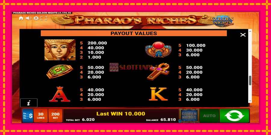 Pharaos Riches Golden Nights - automato com gráficos brilhantes, foto 6