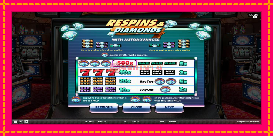 Respins Diamonds - automato com gráficos brilhantes, foto 5