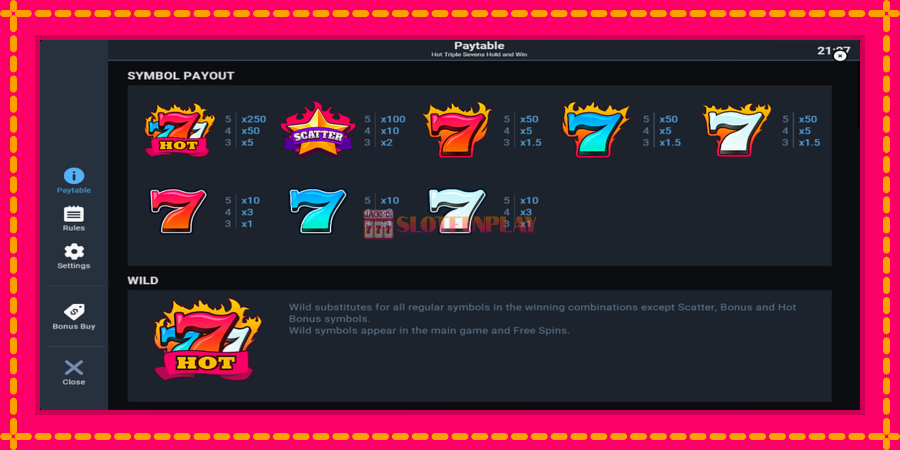 Hot Triple Sevens Hold & Win - automato com gráficos brilhantes, foto 6